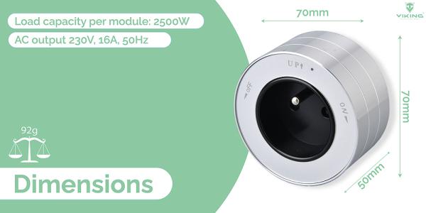 Zásuvkový modul Viking A30B, čierna/ výstupy - 1xAC/ výkon až 2500W/ 230V, 16A, 50Hz/ Zásuvka typu F 