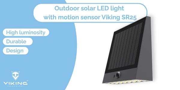 Vonkajšie solárne LED svetlo Viking SR25/ Pohybový senzor/ 1000 lm/ 4 režimy/ IP54/ denná biela 