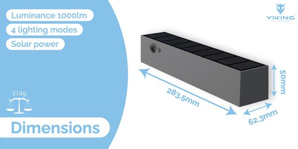 Vonkajšie solárne LED svetlo Viking SR24/ Pohybový senzor/ 1000 lm/ 4 režimy/ IP54/ denná biela 