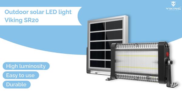 Vonkajšie solárne LED svetlo Viking SR20/ 3000 lm/ 4 režimy/ IP65/ studená biela 
