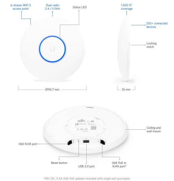 Ubiquiti UAP-AC-PRO-5 - UniFi AP AC PRO 2, 4GHz/ 5GHz 5pck, PoE nie je súčasťou balenia 