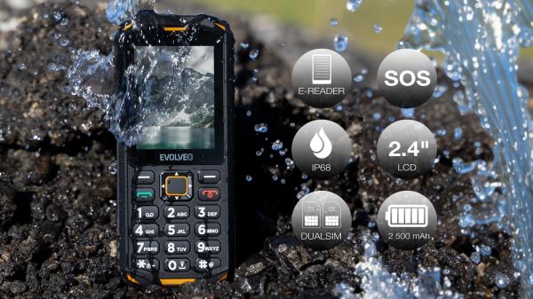 EVOLVEO StrongPhone X5, IP68 odolný Dual SIM telefón, 2, 4" LCD, 2500mAh, čierno-sivý 