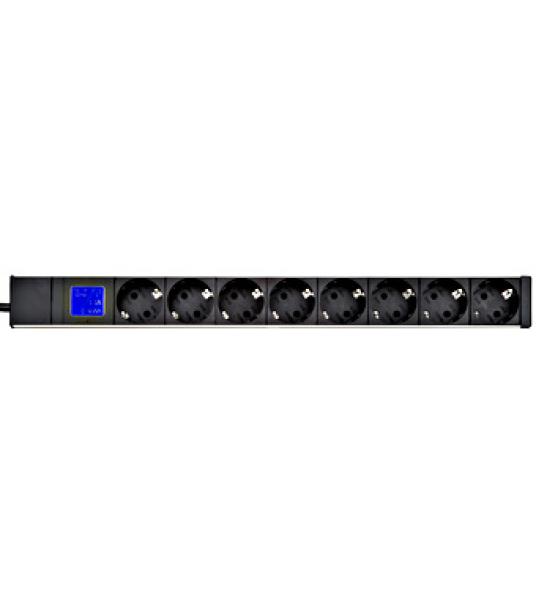 PDU IT METER, integr.merenie, 8x Schuko, Al, 19", 1U, RAL 7035 