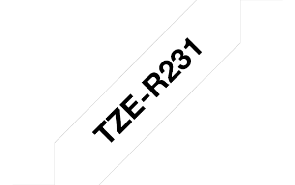 TZE-R231, čierna tlač na biele, šírka 12 mm