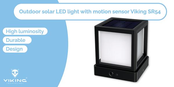 Vonkajšie solárne LED svetlo Viking SR54/ Solárne LED svetlo / Pohybový senzor / 800 lm / IP65 
