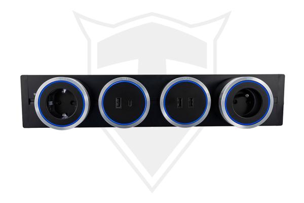 Zásuvkový modul Viking A30SB, strieborno-čierna/ výstupy - 1xAC/ výkon až 2500W/ 230V, 16A, 50Hz/ Zásuvka typ 