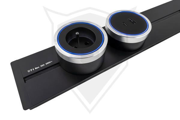 Zásuvkový modul Viking A60S, strieborná/ výstupy - 1xUSB-A, 1xUSB-C/ výkon až 2500W/ 230V, 16A, 50Hz 