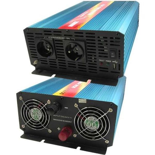 Menič napätia Carspa P2000U-24 24V/ 230V+USB 2000W, čistá sínusovka