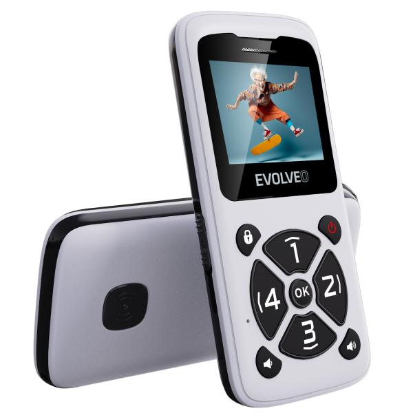 EVOLVEO EasyPhone ID, mobilný telefón pre seniorov, biela 