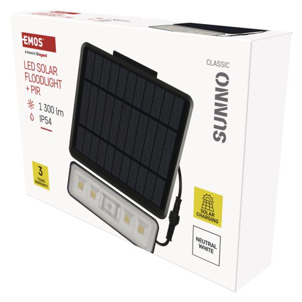 LED SOLÁRNY REFLEKTOR SUNNO 1300LM IP54 NW 