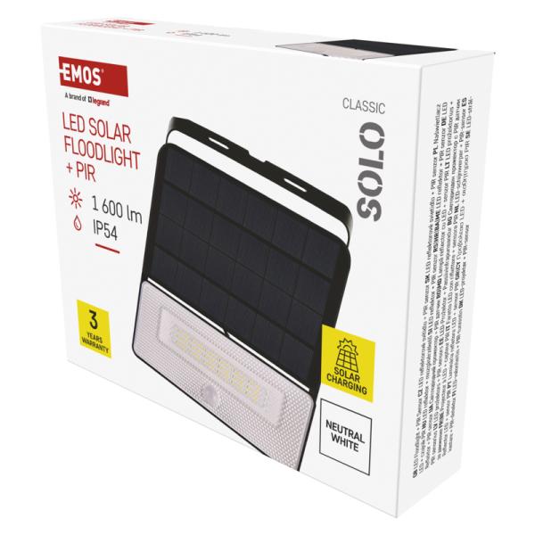 LED SOLÁRNY REFLEKTOR SOLO 1600LM IP54 NW 