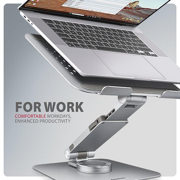 AXAGON STND-LR hliníkový stojan na notebook 10"-17.3" nastaviteľná výška a uhol, otočný, šedý 
