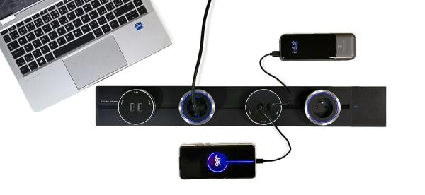 Zásuvkový modul Viking A60S, strieborná/ výstupy - 1xUSB-A, 1xUSB-C/ výkon až 2500W/ 230V, 16A, 50Hz 