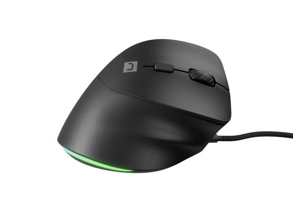 Vertikálna myš Natec CRAKE 2 PRO/ Vertikálna/ Optická/ Pre pravákov/ 12 400 DPI/ Drôtové USB-A/ Čierna 