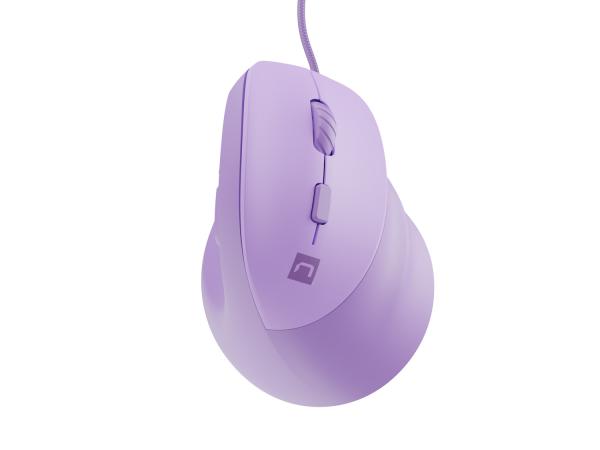 Vertikálna myš Natec CRAKE 2 PRO/ Vertikálna/ Optická/ Pre pravákov/ 12 400 DPI/ Drôtové USB-A/ Fialová 