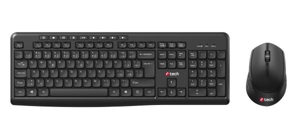 Klávesnice C-TECH WLKMC-04, bezdrátový combo set s myší, černý, USB, CZ/ SK 