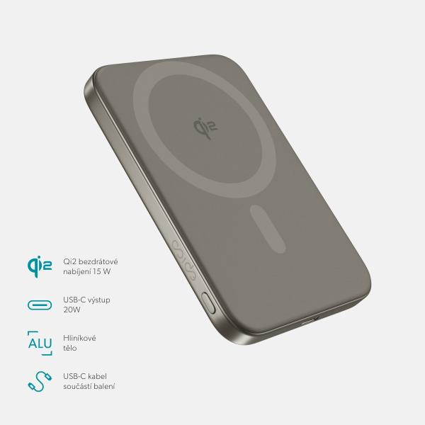 Epico Qi2 5000mAh Alu Mag+ PowerBanka EM51-titán 