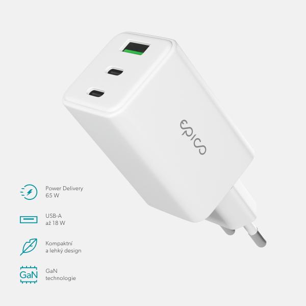 Epico UltraBoost GaN 65W sieťový adaptér EA65 - biela 