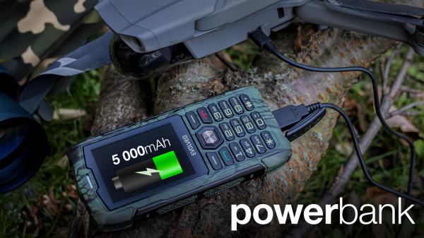 EVOLVEO StrongPhone H1, IP68 odolný Dual SIM telefón, 2, 8" LCD, 5000mAh, Powerbanka, lovec. kamufláž 
