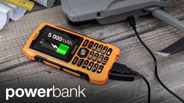 EVOLVEO StrongPhone H1, IP68 odolný Dual SIM telefón, 2, 8" LCD, 5000mAh, Powerbanka, oranžový 