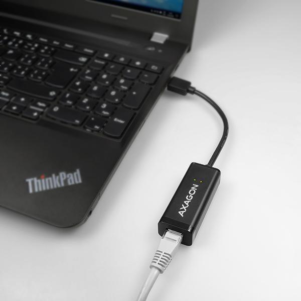 AXAGON ADE-SR, USB-A 3.2 Gen 1 - Gigabit Ethernet sieťová karta, auto inštal, čierna 