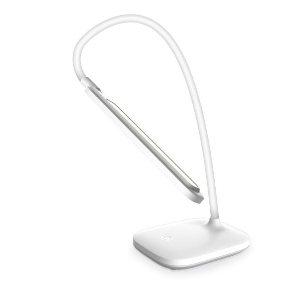 Platinet PDL6728 stolná LED lampa 5W stmievateľná, integrovaná batéria 2400mAh, USB port, biela 