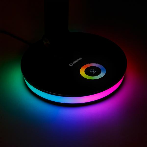 Platinet PDL400RGBB stolná LED lampa 12W stmievateľná, dotykové ovládanie, USB port, čierna 