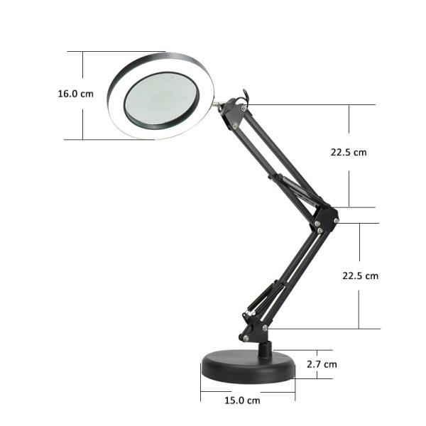 Platinet PDLD11 stolná LED lampa Magnify 10W stmievateľná s lupou, čierna 