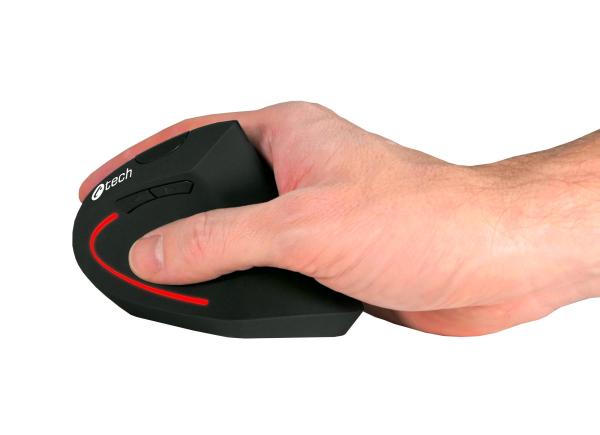 Myš C-TECH VEM-09/ Vertikálna/ Optická/ Pre pravákov/ 1 600 DPI/ Bezdrôtová USB/ Čierna 