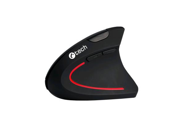 Myš C-TECH VEM-09/ Vertikálna/ Optická/ Pre pravákov/ 1 600 DPI/ Bezdrôtová USB/ Čierna 