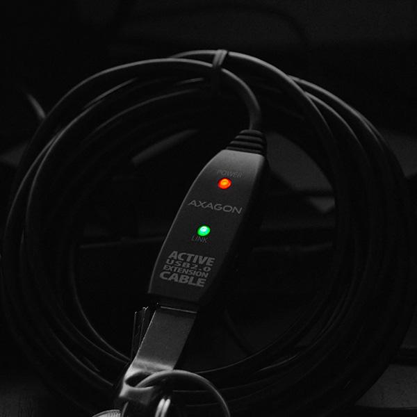 AXAGON ADR-205, USB 2.0 A-M -> A-F aktívny predlžovací / repeater kábel, 5m 