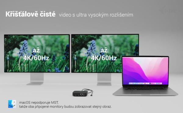 i-tec USB-C Dual HDMI Docking Station, Power Delivery 100W 