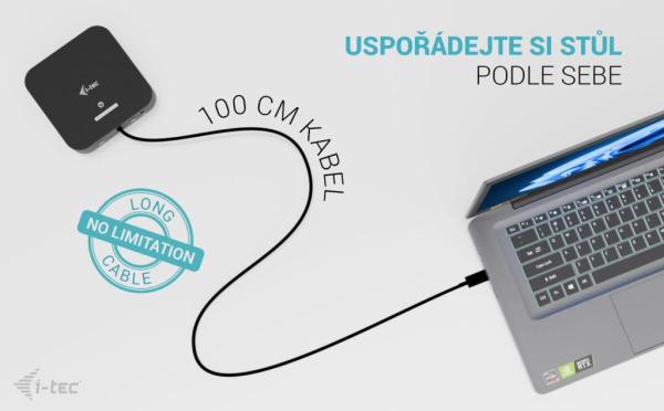 i-tec USB-C Dual HDMI Docking Station, Power Delivery 100W 