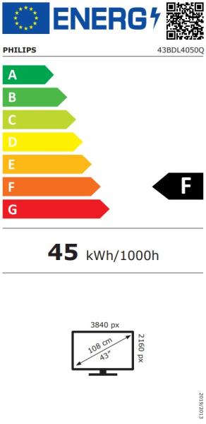 43" D- LED Philips 43BDL4050Q-UHD, 500cd, AN, 24/ 7 