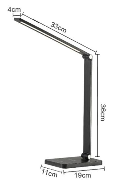 Platinet PDL888B stolná LED lampa 10W stmievateľná, bezdrôtové nabíjanie, USB port, čierna 