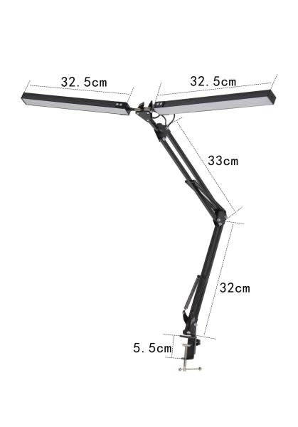 Platinet PDLD20 stolná LED lampa Flexy 20W stmievateľná s klipom, 2 ramená, čierna 
