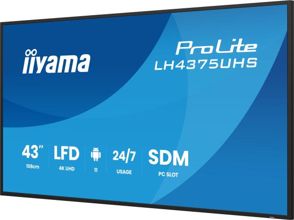 43" iiyama LH4375UHS-B2AG: IPS, 4K UHD, Android, 24/ 7 