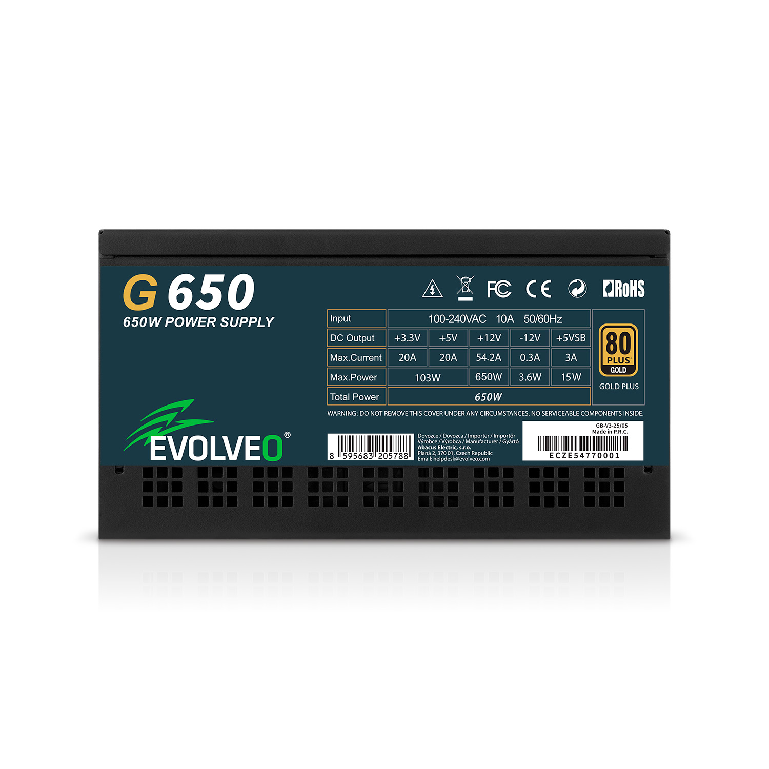 EVOLVEO G650, zdroj 650W, ATX3.1, 14cm, aPFC, 80 + GOLD, 3YRW 