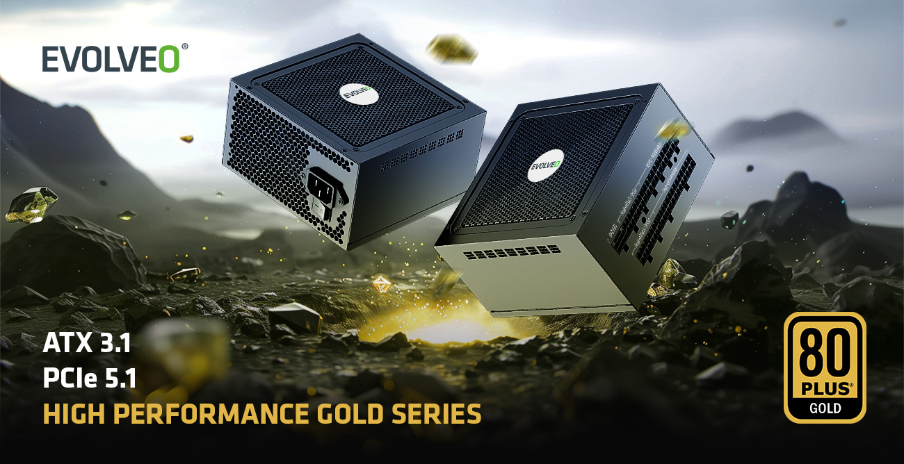 EVOLVEO G650, zdroj 650W, ATX3.1, 14cm, aPFC, 80 + GOLD, 3YRW 