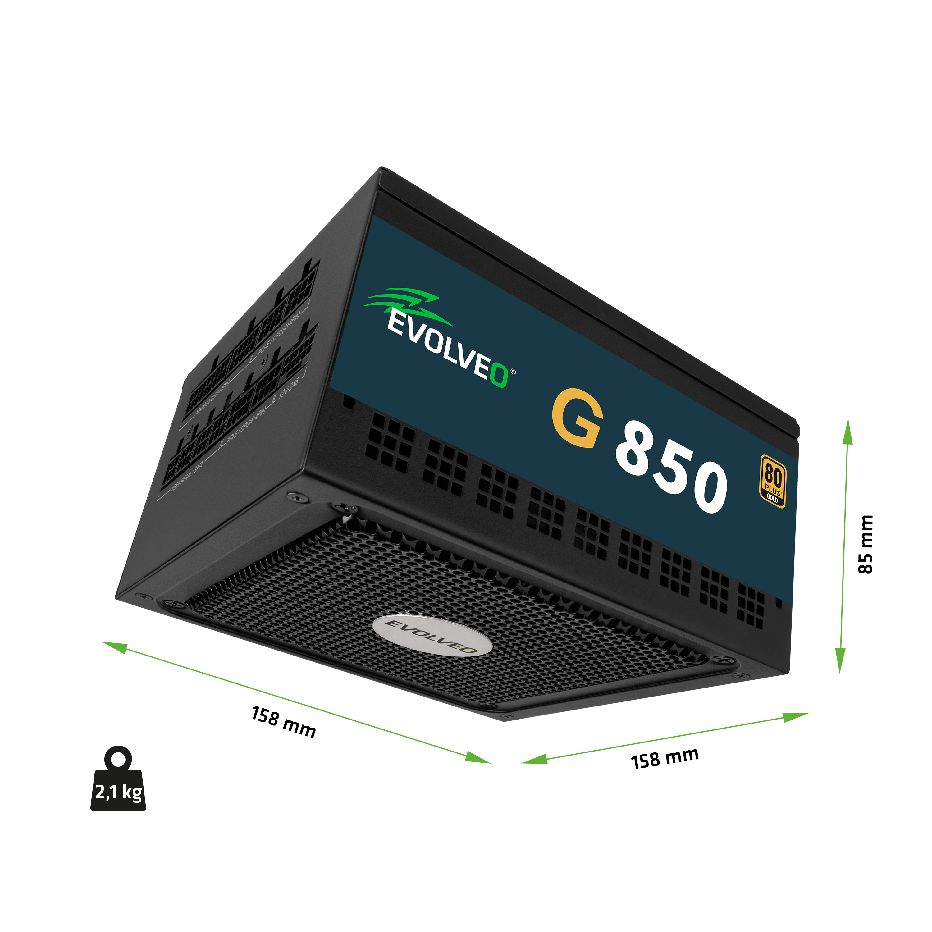 EVOLVEO G850, 850W, ATX 3.1, 14cm, aPFC, 80+GOLD, 3YRW 