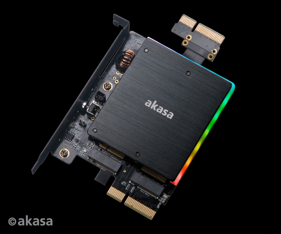 AKASA adaptér dual M.2 do PCIex s chladičom RGB