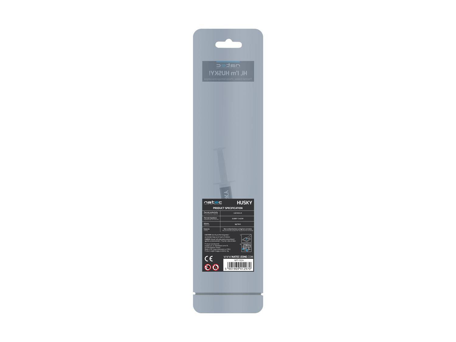 Teplovodivá pasta na CPU Natec Husky, tep. vodivosť 4.6 W.m, 4g 
