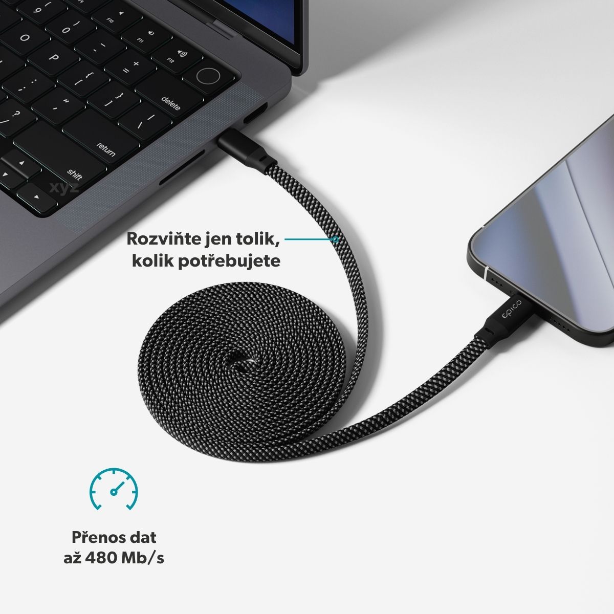 Epico UltraLink 240W magnetický kábel 1.5m USB-C 