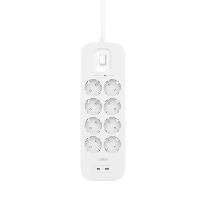 Belkin Surge strip 8 zásuviek, 2x USB-C v2 