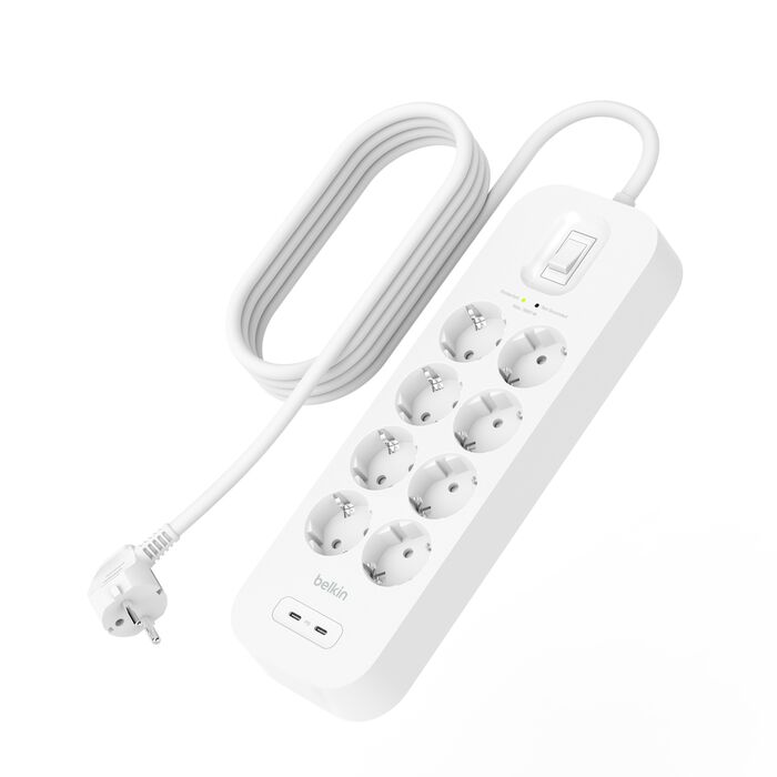 Belkin Surge strip 8 zásuviek, 2x USB-C v2 