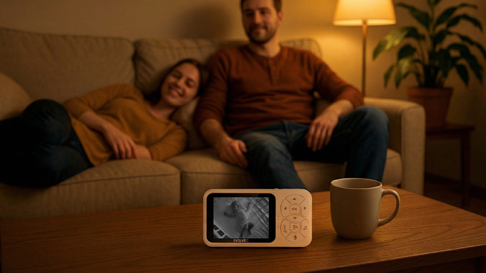 EVOLVEO Baby Monitor N35, detská pestúnka s kamerou, VOX, teplomer, nočné videnie, RGB svetlo, Modrá 