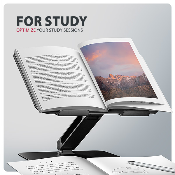 AXAGON STND-LQB hliníkový HQ stojan na notebook 10"-17.3" nastaviteľná výška a uhol, čierny 