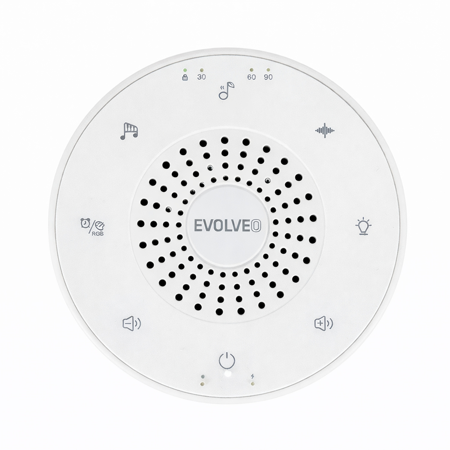 EVOLVEO Nubiloo – uspávací modul s bielym šumom, uspávankami a farebným svetlom na dobrú noc 