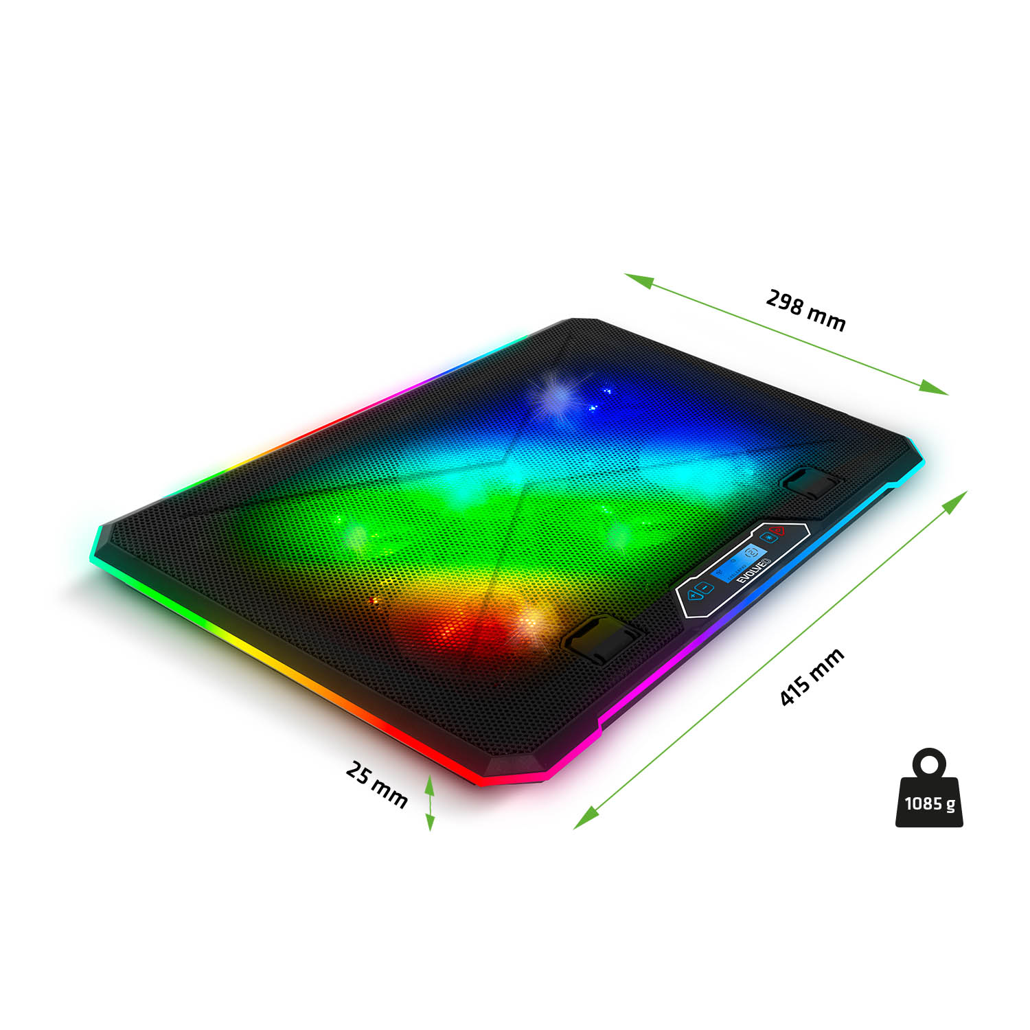 EVOLVEO Ania 9RGB, chladiaca podložka pod notebook, 6x ventilátor, RGB podsvietenie ventilátorov a obvod 
