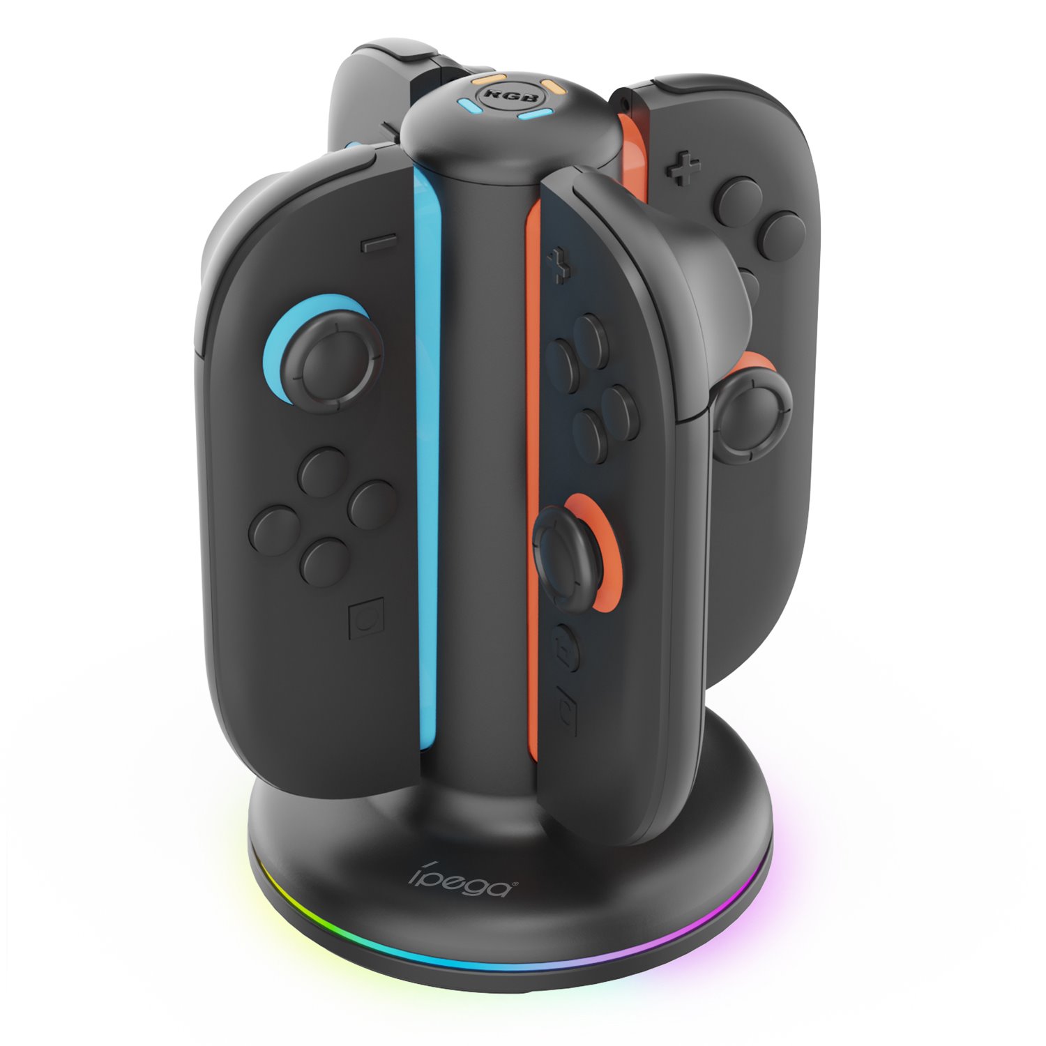 iPega SW2052 Nabíjacia Stanica s RGB pre JoyCon Ovládače Nintendo Switch 2 Black 